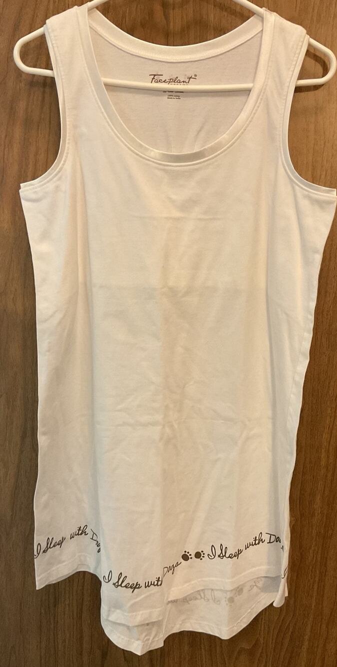 NEW Faceplant Dreams White Nightgown S/M Luxe Loungewear "I Sleep With Dogs”